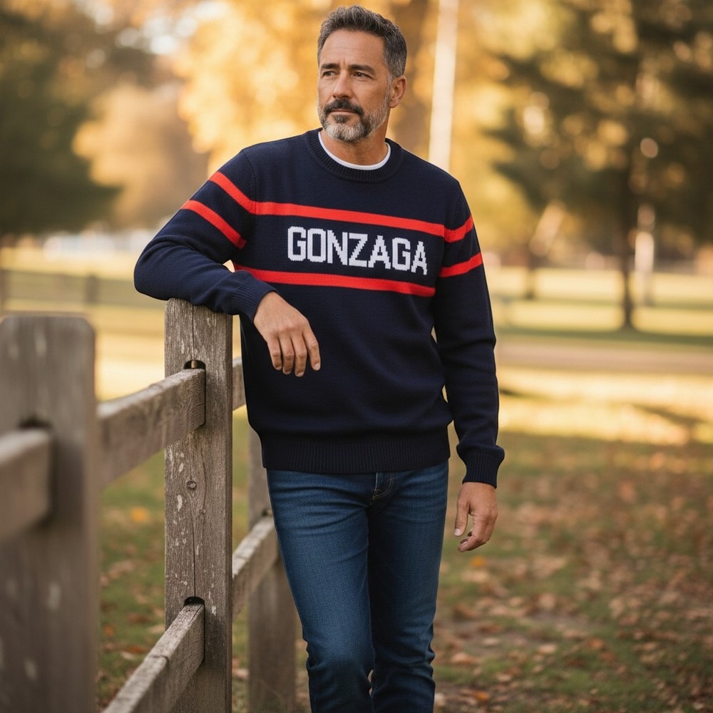 Hillflint Gonzaga University Bulldogs Sweater Mens' XL Navy Blue Knit Varsity